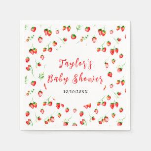 Strawberries and Daisies Baby Shower Napkin
