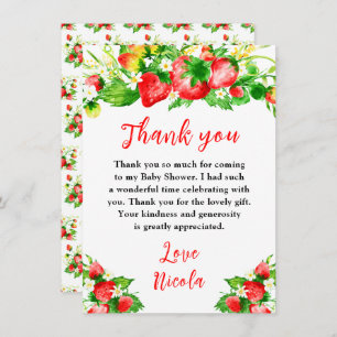 Strawberries and Daisies Baby Shower Thank You Card