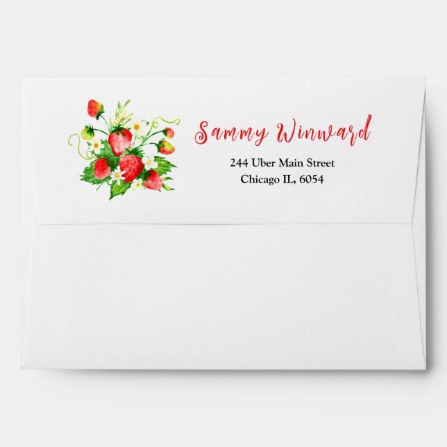 Strawberries and Daisies Bridal Shower Envelope (Back (Top Flap))