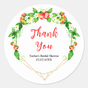 Strawberries and Daisies Bridal Shower Thank You Classic Round Sticker