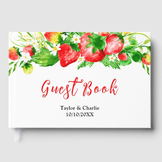 Strawberries and Daisies Wedding Guest Book (Front)