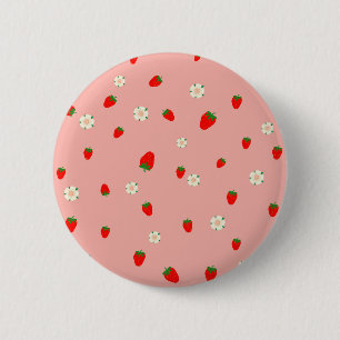 Strawberries and Flowers 6 Cm Round Badge