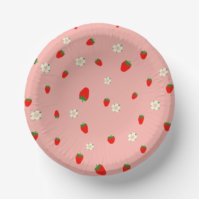  Strawberries and Flowers  Paper Plate (Front)