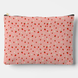 Strawberries and Flowers Pattern Accessory Pouch