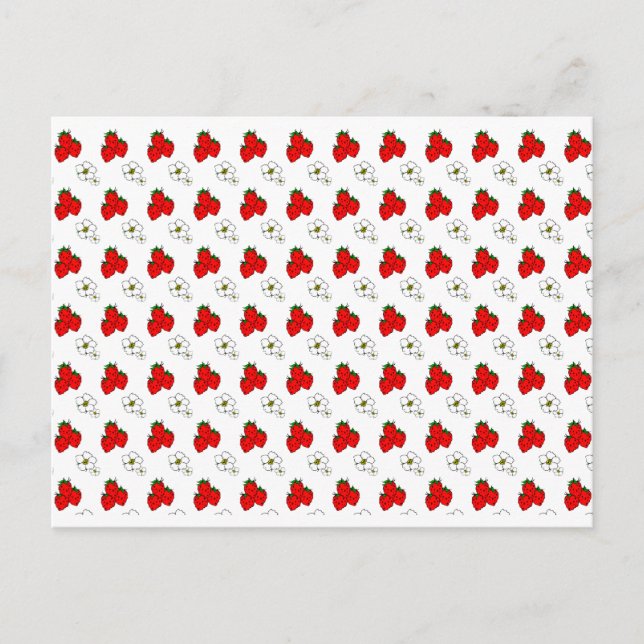 Strawberries and Flowers Pattern Blank Postcard (Front)