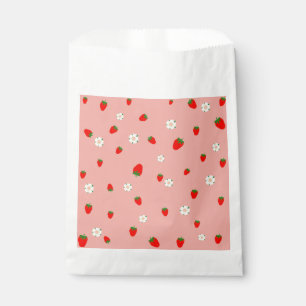 Strawberries and Flowers Pattern Favour Bags