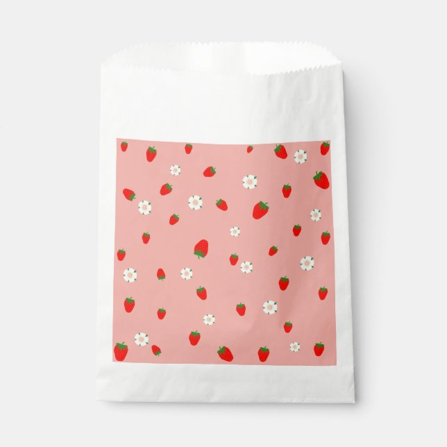 Strawberries and Flowers Pattern Favour Bags (Front)