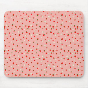 Strawberries and Flowers Pattern Mouse Mat