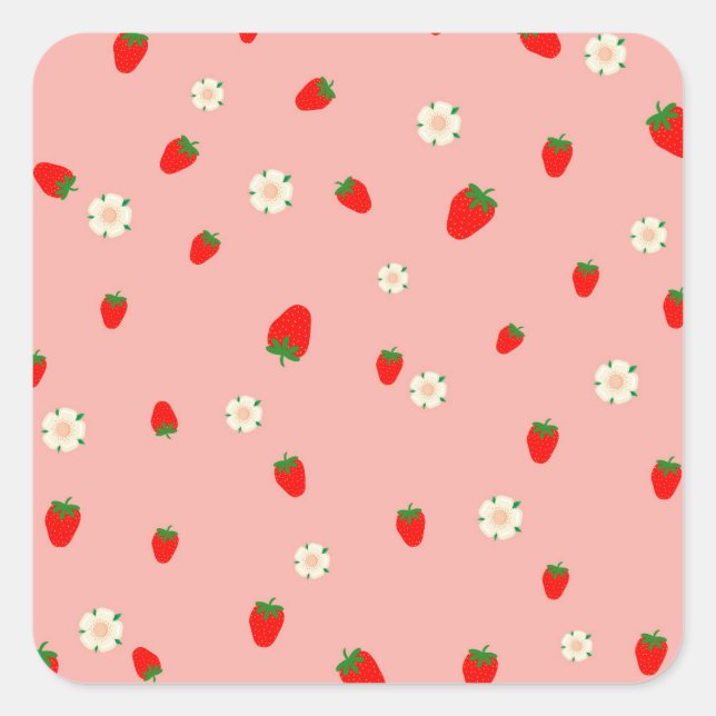 Strawberries and Flowers  Square Sticker (Front)