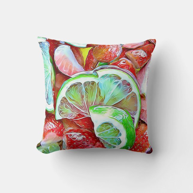 Strawberries and Lime Fruit Medley Cushion (Front)