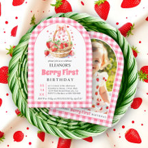 Strawberries and pink bow Berry First Birthday