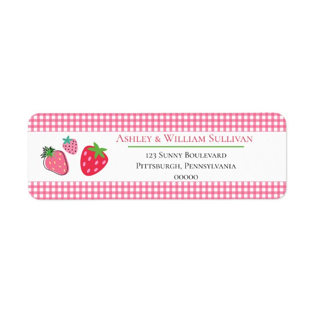Strawberries and Pink Checks Return Address (Front)