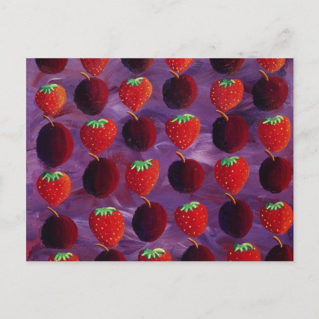Strawberries and Plums Painting Postcard (Front)