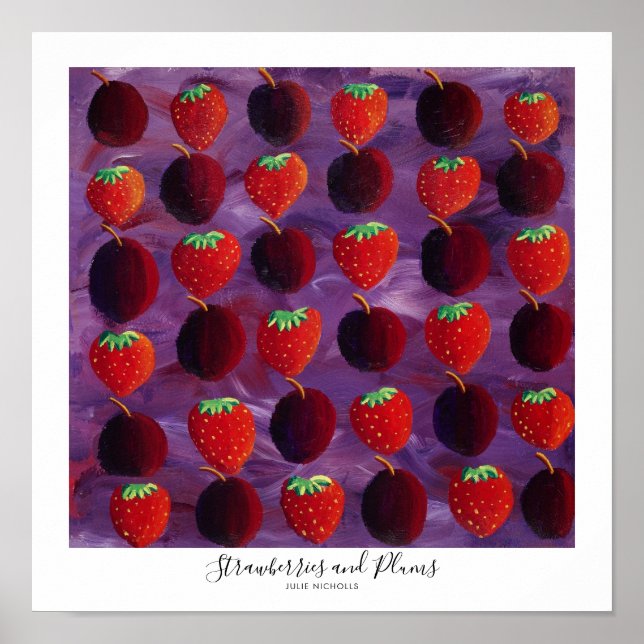 Strawberries and Plums Painting Poster (Front)