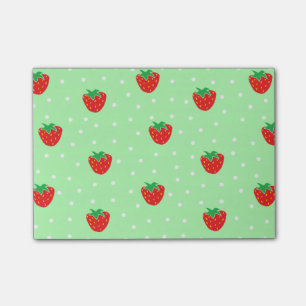 Strawberries and Polka Dots Mint Green Post-it Notes