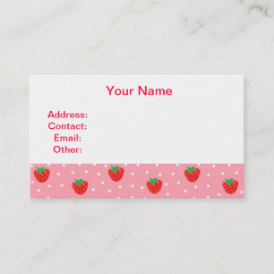 Strawberries and Polka Dots Pink Business Card