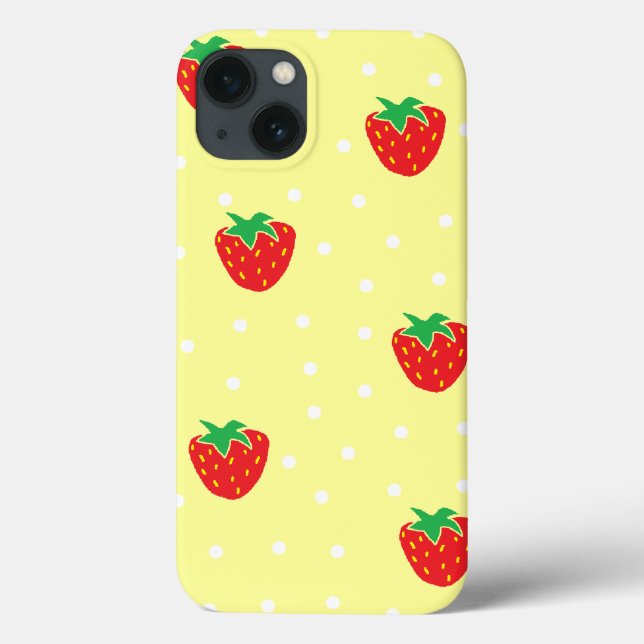 Strawberries and Polka Dots Yellow Case-Mate iPhone Case (Back)