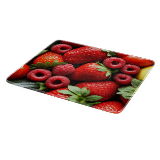 Strawberries and Raspberries Cutting Board