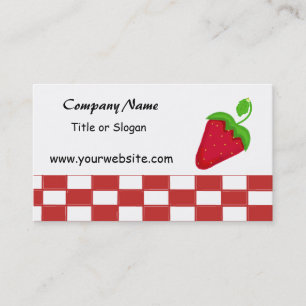 Strawberries and Red and White Checks Business Card