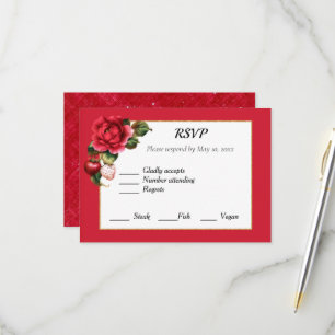 Strawberries and Red Roses Rsvp Card