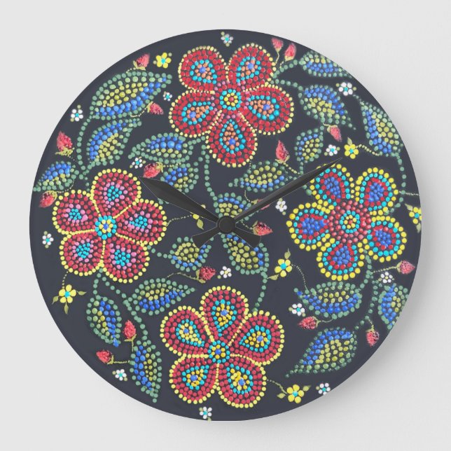 Strawberries and Roses Métis Floral Large Clock (Front)