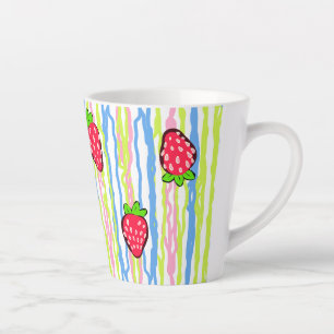 Strawberries and Stripes Cute Country Latte Mug