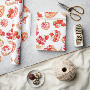 Strawberries and Sweet Strawberry Fruit Desserts  Wrapping Paper