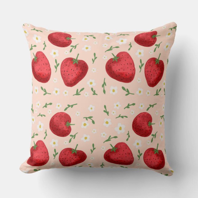Strawberries and white flowers cushion (Front)