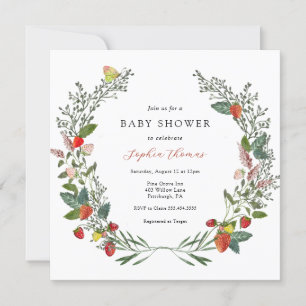 Strawberries and Wildflowers Baby Shower Invitation