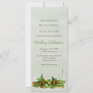 Strawberries and wildflowers country wedding invitation