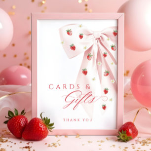 Strawberries Baby Shower Cards & Gifts Table Sign