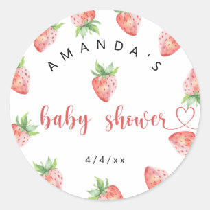 Strawberries - Baby shower Classic Round Sticker