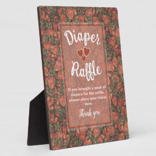Strawberries Baby Shower Diaper Raffle Sign Plaque