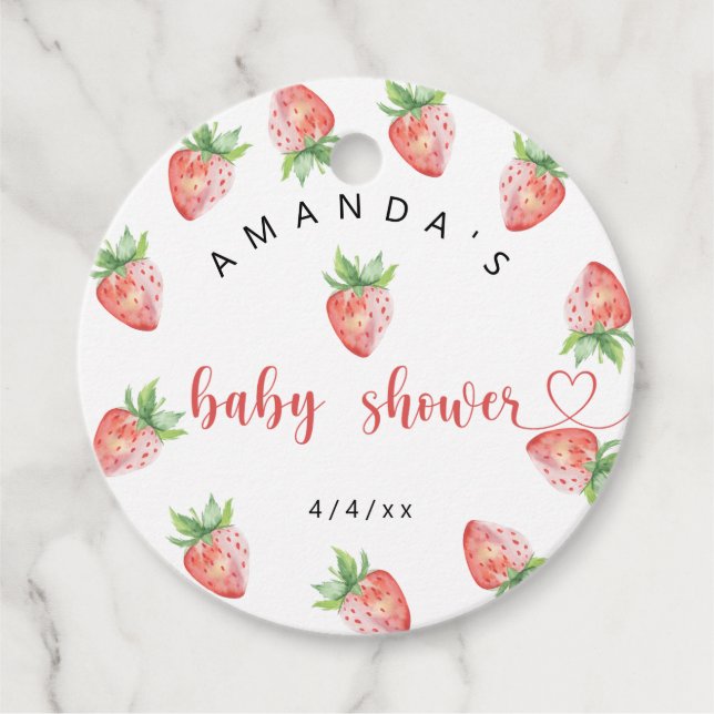Strawberries - Baby shower Favour Tags (Front)