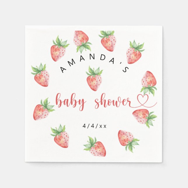 Strawberries - Baby shower Napkin (Front)