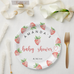 Strawberries - Baby shower Paper Plate