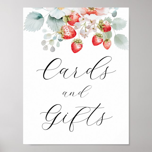 Strawberries Berry Sweet Cards and Gifts Sign (Front)
