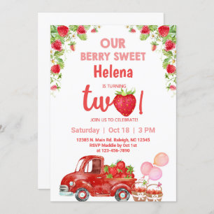 Strawberries berry sweet girl birthday invitation. invitation