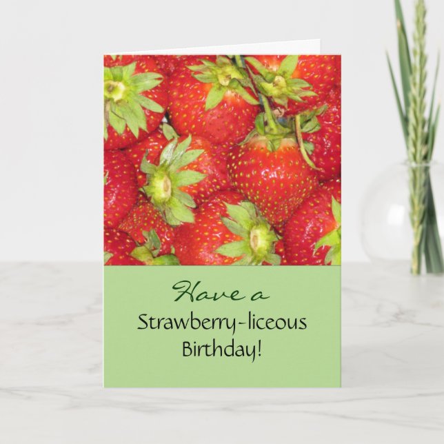 Strawberries Birthday Greeting Card (Front)