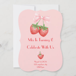 strawberries birthday invitation