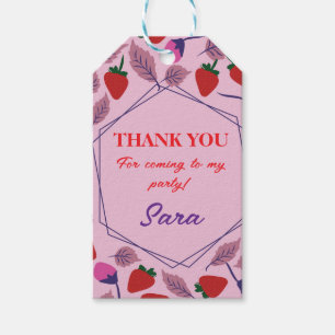 Strawberries birthday party gift tags