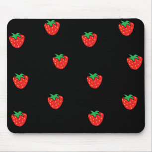 Strawberries Black Mouse Mat