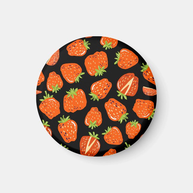 Strawberries Black: Vintage Seamless Texture Magnet (Front)