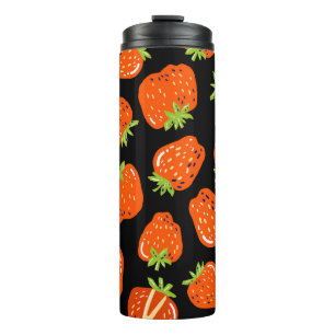 Strawberries Black: Vintage Seamless Texture Thermal Tumbler