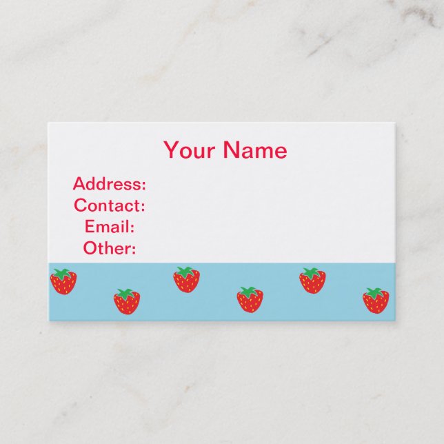 Strawberries Blue Business Card (Front)