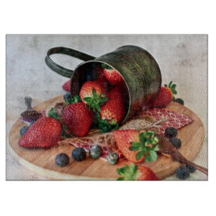 Strawberries Blueberries Fruits and Sweets Cutting Board