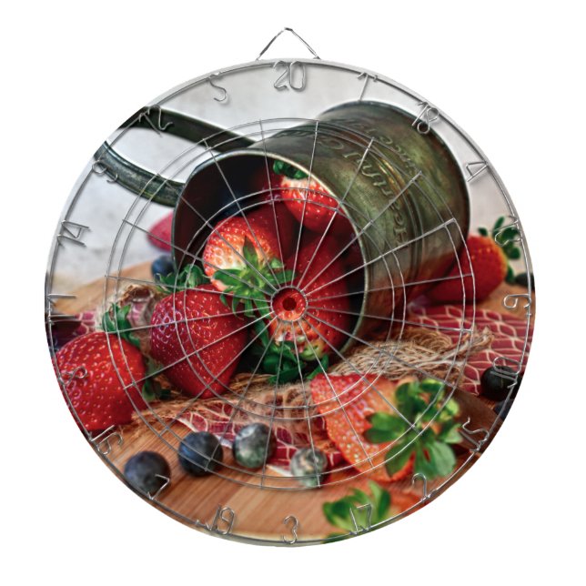 Strawberries Blueberries Fruits and Sweets Dartboard (Front)