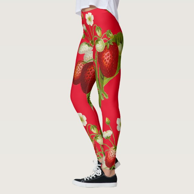 Strawberries Botany Red Leggings (Left)