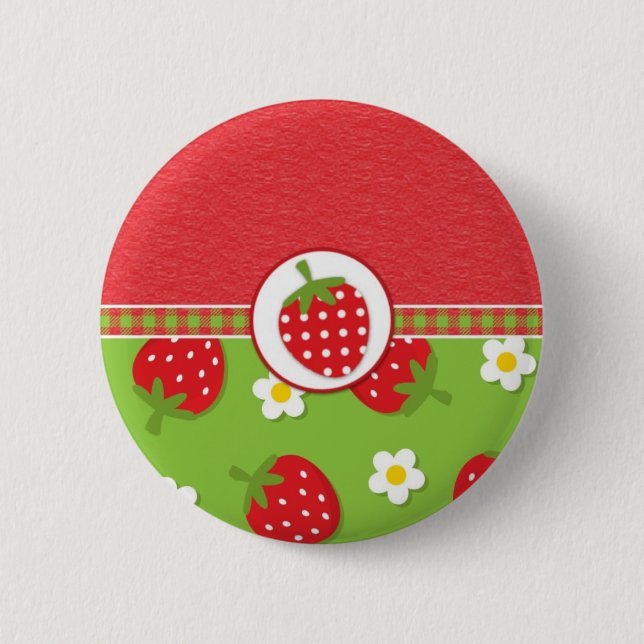 Strawberries Bottom Border 6 Cm Round Badge (Front)