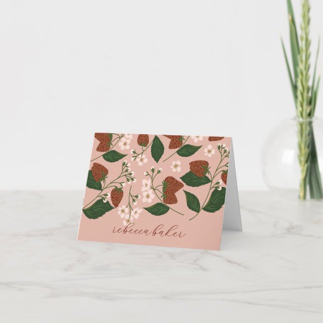 Strawberries Bridal Shower Personalised  Thank You Card (Front)